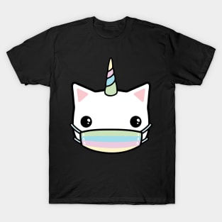 rainbow face mask cat T-Shirt